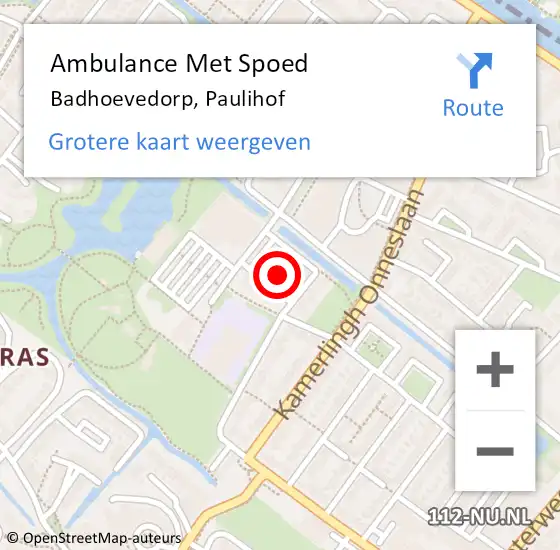 Locatie op kaart van de 112 melding: Ambulance Met Spoed Naar Badhoevedorp, Paulihof op 3 november 2021 19:22