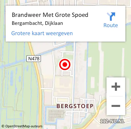 Locatie op kaart van de 112 melding: Brandweer Met Grote Spoed Naar Bergambacht, Dijklaan op 3 november 2021 19:28