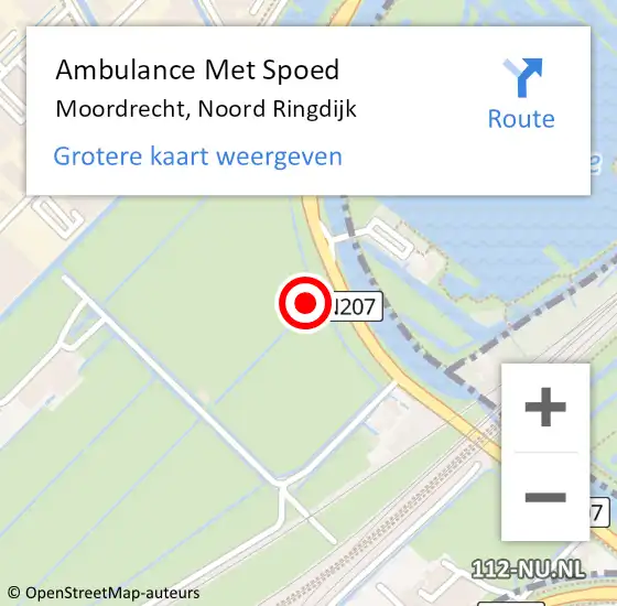 Locatie op kaart van de 112 melding: Ambulance Met Spoed Naar Moordrecht, Noord Ringdijk op 3 november 2021 19:38