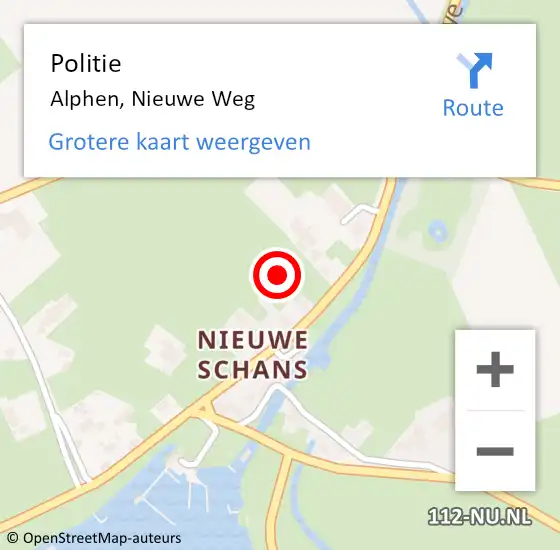 Locatie op kaart van de 112 melding: Politie Alphen, Nieuwe Weg op 3 november 2021 20:20