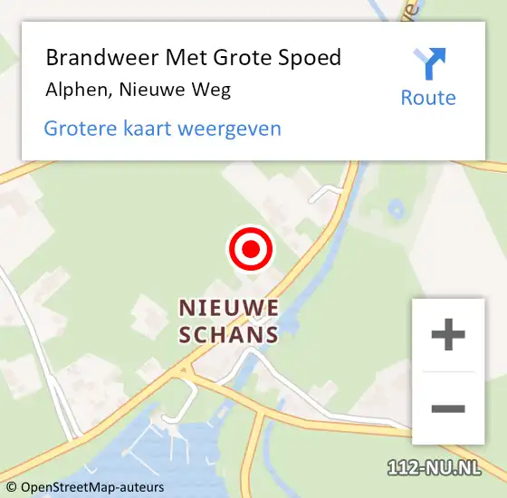 Locatie op kaart van de 112 melding: Brandweer Met Grote Spoed Naar Alphen, Nieuwe Weg op 3 november 2021 20:20