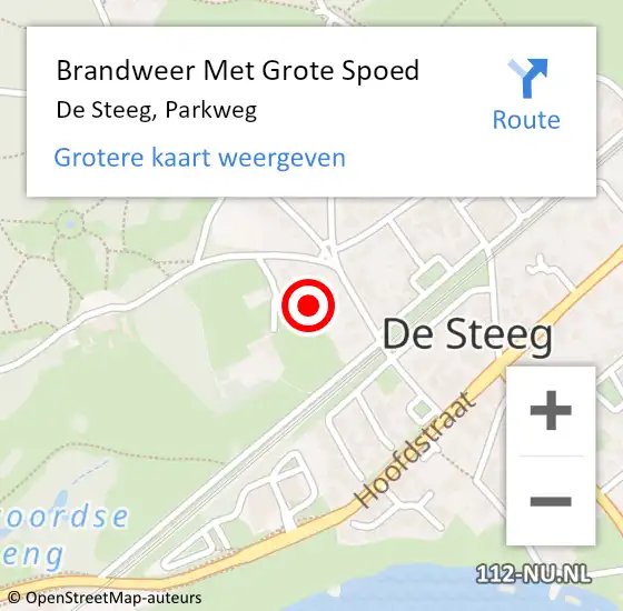 Locatie op kaart van de 112 melding: Brandweer Met Grote Spoed Naar De Steeg, Parkweg op 3 november 2021 20:28