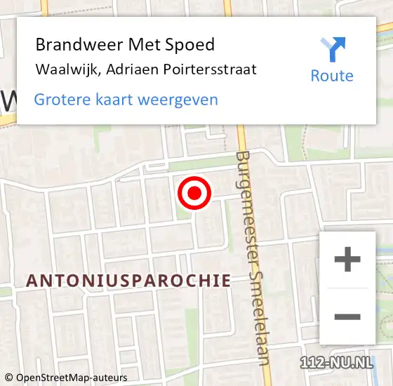 Locatie op kaart van de 112 melding: Brandweer Met Spoed Naar Waalwijk, Adriaen Poirtersstraat op 28 juni 2014 04:54