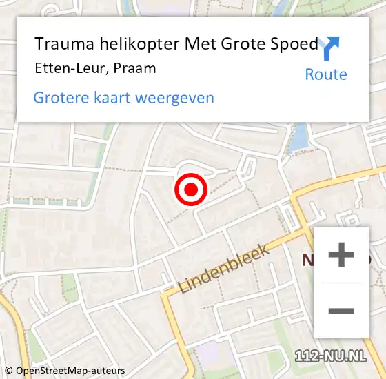 Locatie op kaart van de 112 melding: Trauma helikopter Met Grote Spoed Naar Etten-Leur, Praam op 3 november 2021 20:35