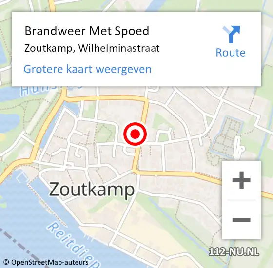 Locatie op kaart van de 112 melding: Brandweer Met Spoed Naar Zoutkamp, Wilhelminastraat op 3 november 2021 20:37