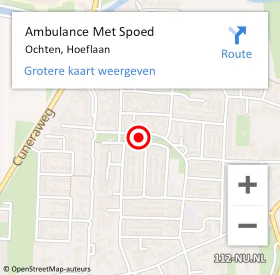 Locatie op kaart van de 112 melding: Ambulance Met Spoed Naar Ochten, Hoeflaan op 3 november 2021 20:54