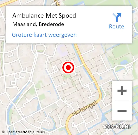 Locatie op kaart van de 112 melding: Ambulance Met Spoed Naar Maasland, Brederode op 3 november 2021 21:39