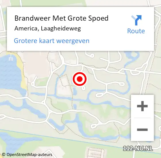 Locatie op kaart van de 112 melding: Brandweer Met Grote Spoed Naar America, Laagheideweg op 3 november 2021 21:41