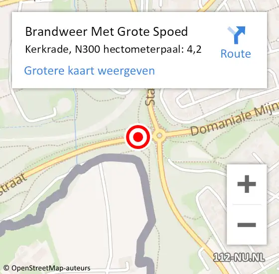 Locatie op kaart van de 112 melding: Brandweer Met Grote Spoed Naar Kerkrade, N300 hectometerpaal: 4,2 op 3 november 2021 22:10