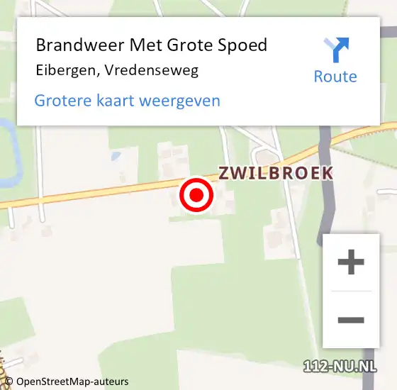 Locatie op kaart van de 112 melding: Brandweer Met Grote Spoed Naar Eibergen, Vredenseweg op 3 november 2021 22:21