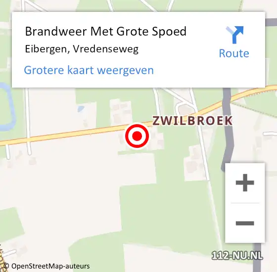 Locatie op kaart van de 112 melding: Brandweer Met Grote Spoed Naar Eibergen, Vredenseweg op 3 november 2021 22:22