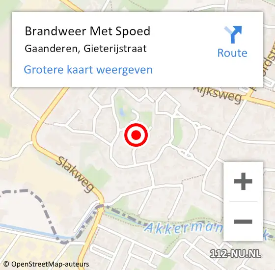 Locatie op kaart van de 112 melding: Brandweer Met Spoed Naar Gaanderen, Gieterijstraat op 3 november 2021 22:55