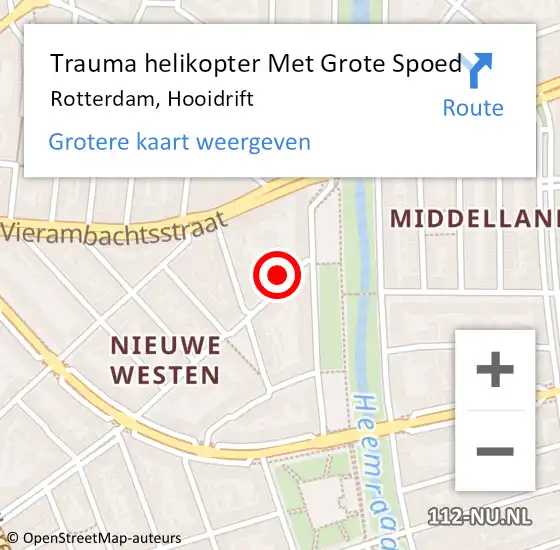 Locatie op kaart van de 112 melding: Trauma helikopter Met Grote Spoed Naar Rotterdam, Hooidrift op 4 november 2021 00:07