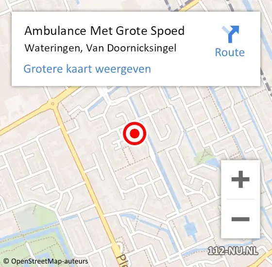 Locatie op kaart van de 112 melding: Ambulance Met Grote Spoed Naar Wateringen, Van Doornicksingel op 4 november 2021 00:22