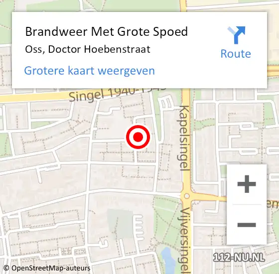 Locatie op kaart van de 112 melding: Brandweer Met Grote Spoed Naar Oss, Doctor Hoebenstraat op 4 november 2021 00:34