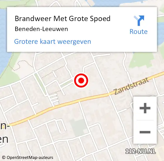 Locatie op kaart van de 112 melding: Brandweer Met Grote Spoed Naar Beneden-Leeuwen op 4 november 2021 00:58