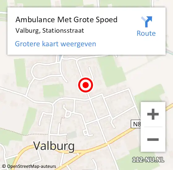 Locatie op kaart van de 112 melding: Ambulance Met Grote Spoed Naar Valburg, Stationsstraat op 4 november 2021 01:50