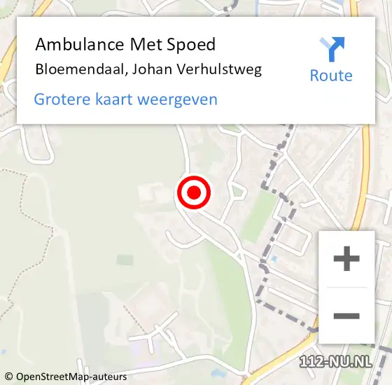 Locatie op kaart van de 112 melding: Ambulance Met Spoed Naar Bloemendaal, Johan Verhulstweg op 4 november 2021 02:25