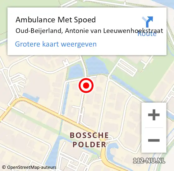 Locatie op kaart van de 112 melding: Ambulance Met Spoed Naar Oud-Beijerland, Antonie van Leeuwenhoekstraat op 4 november 2021 02:53