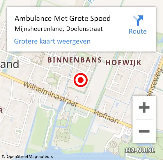 Locatie op kaart van de 112 melding: Ambulance Met Grote Spoed Naar Mijnsheerenland, Doelenstraat op 4 november 2021 03:27