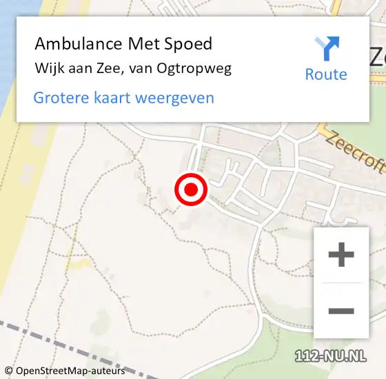 Locatie op kaart van de 112 melding: Ambulance Met Spoed Naar Wijk aan Zee, van Ogtropweg op 4 november 2021 04:29