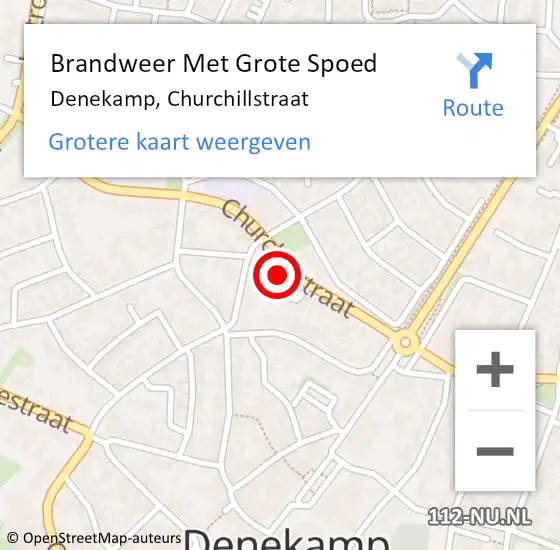 Locatie op kaart van de 112 melding: Brandweer Met Grote Spoed Naar Denekamp, Churchillstraat op 4 november 2021 05:21