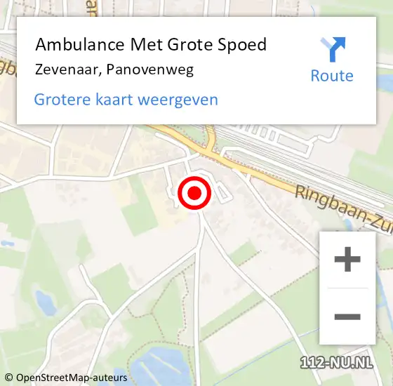 Locatie op kaart van de 112 melding: Ambulance Met Grote Spoed Naar Zevenaar, Panovenweg op 4 november 2021 05:56