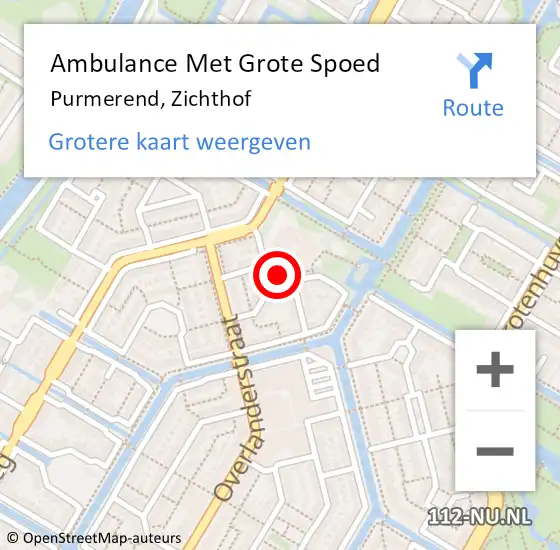 Locatie op kaart van de 112 melding: Ambulance Met Grote Spoed Naar Purmerend, Zichthof op 4 november 2021 05:57