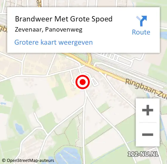 Locatie op kaart van de 112 melding: Brandweer Met Grote Spoed Naar Zevenaar, Panovenweg op 4 november 2021 06:26