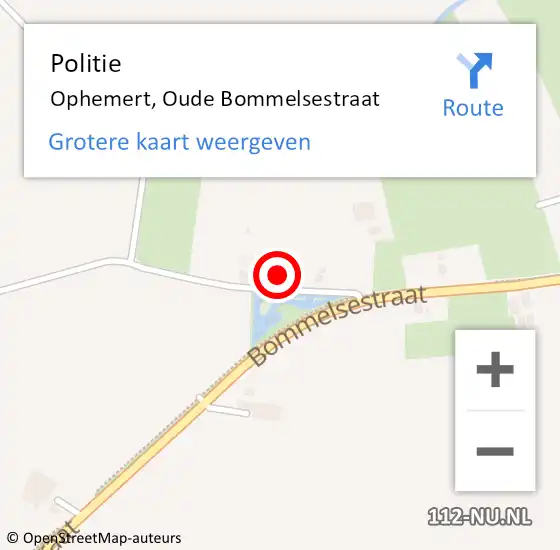 Locatie op kaart van de 112 melding: Politie Ophemert, Oude Bommelsestraat op 4 november 2021 07:11