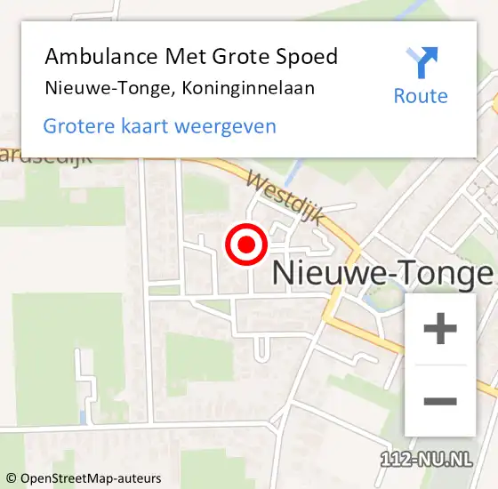 Locatie op kaart van de 112 melding: Ambulance Met Grote Spoed Naar Nieuwe-Tonge, Koninginnelaan op 4 november 2021 07:23