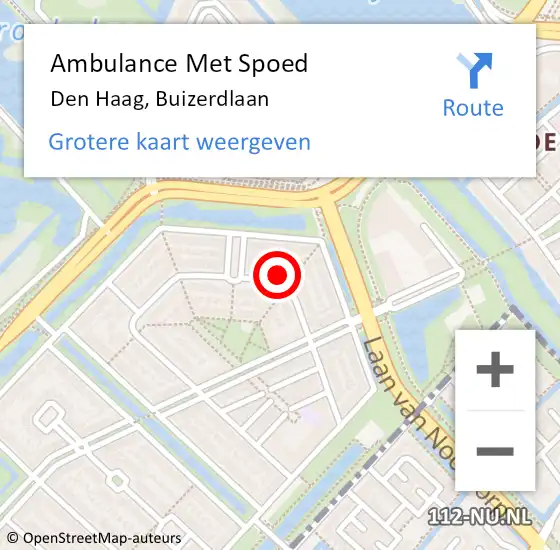 Locatie op kaart van de 112 melding: Ambulance Met Spoed Naar Den Haag, Buizerdlaan op 4 november 2021 08:16