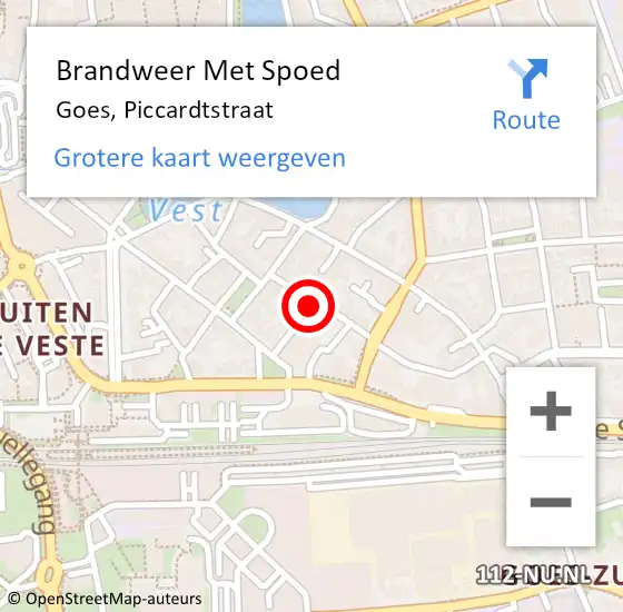 Locatie op kaart van de 112 melding: Brandweer Met Spoed Naar Goes, Piccardtstraat op 4 november 2021 09:16