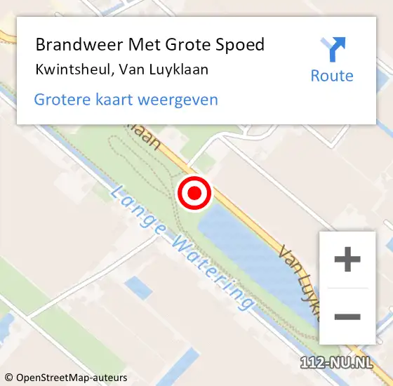 Locatie op kaart van de 112 melding: Brandweer Met Grote Spoed Naar Kwintsheul, Van Luyklaan op 4 november 2021 09:30