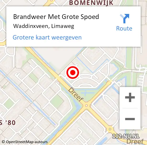 Locatie op kaart van de 112 melding: Brandweer Met Grote Spoed Naar Waddinxveen, Limaweg op 4 november 2021 10:01