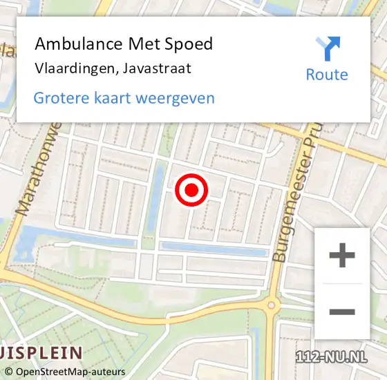 Locatie op kaart van de 112 melding: Ambulance Met Spoed Naar Vlaardingen, Javastraat op 4 november 2021 10:17