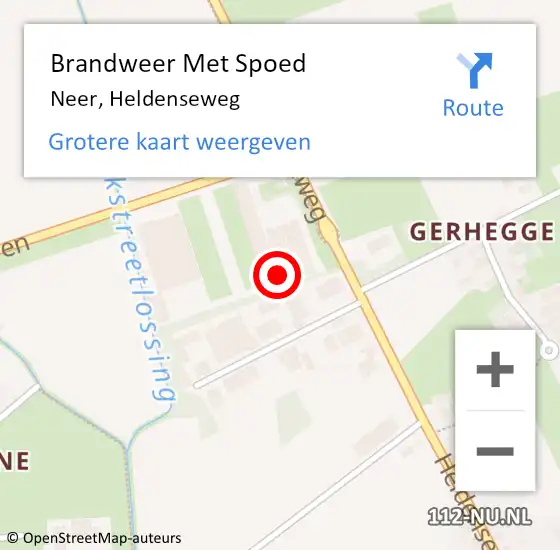 Locatie op kaart van de 112 melding: Brandweer Met Spoed Naar Neer, Heldenseweg op 4 november 2021 10:20