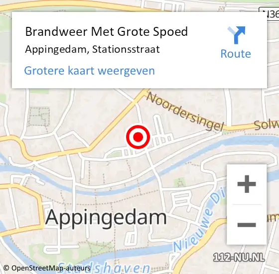 Locatie op kaart van de 112 melding: Brandweer Met Grote Spoed Naar Appingedam, Stationsstraat op 4 november 2021 10:43