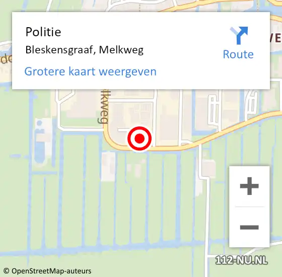 Locatie op kaart van de 112 melding: Politie Bleskensgraaf, Melkweg op 4 november 2021 11:25