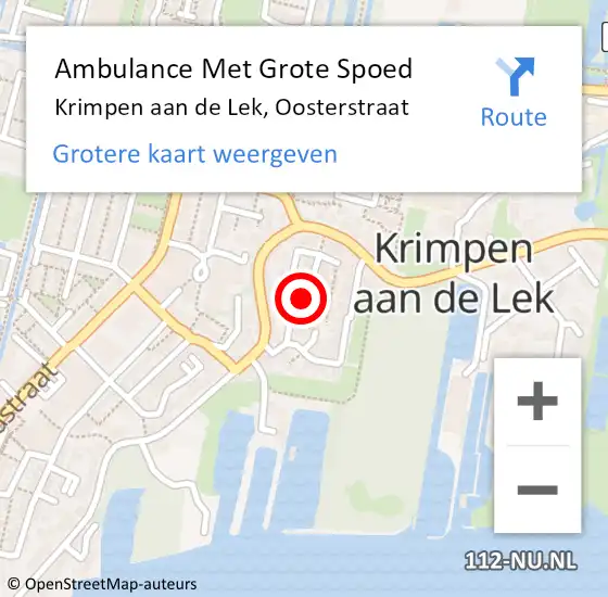 Locatie op kaart van de 112 melding: Ambulance Met Grote Spoed Naar Krimpen aan de Lek, Oosterstraat op 4 november 2021 11:34