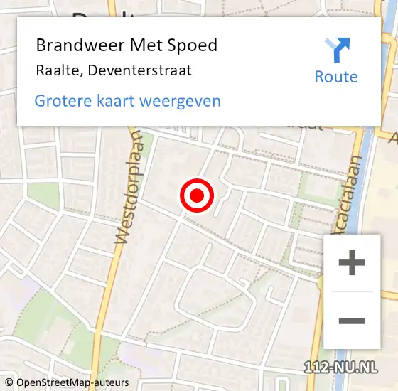 Locatie op kaart van de 112 melding: Brandweer Met Spoed Naar Raalte, Deventerstraat op 4 november 2021 11:41