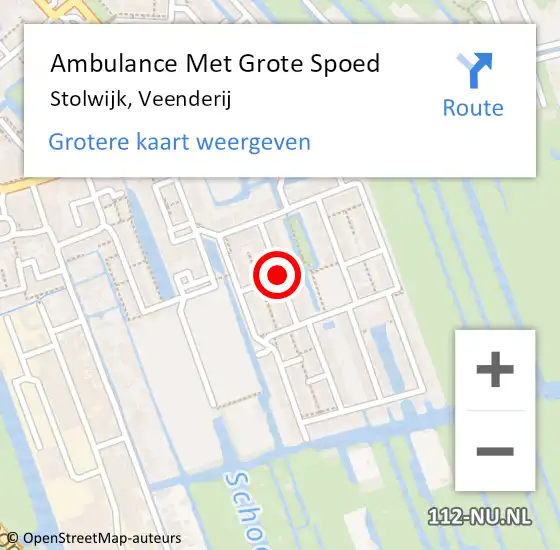 Locatie op kaart van de 112 melding: Ambulance Met Grote Spoed Naar Stolwijk, Veenderij op 4 november 2021 11:46