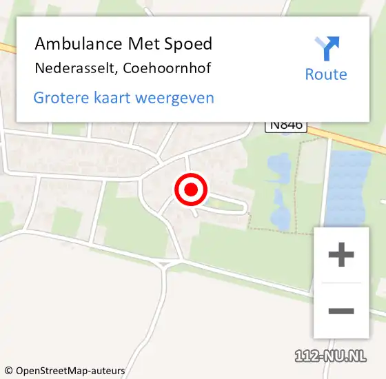 Locatie op kaart van de 112 melding: Ambulance Met Spoed Naar Nederasselt, Coehoornhof op 4 november 2021 12:11