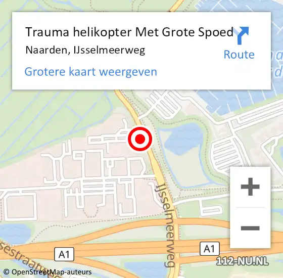 Locatie op kaart van de 112 melding: Trauma helikopter Met Grote Spoed Naar Naarden, IJsselmeerweg op 4 november 2021 12:41