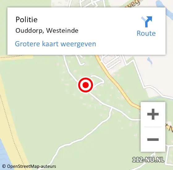 Locatie op kaart van de 112 melding: Politie Ouddorp, Westeinde op 4 november 2021 12:41