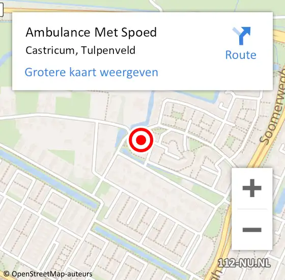 Locatie op kaart van de 112 melding: Ambulance Met Spoed Naar Castricum, Tulpenveld op 4 november 2021 13:15