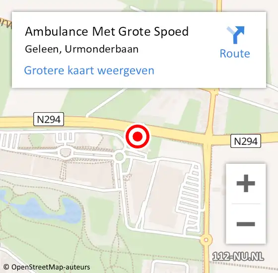 Locatie op kaart van de 112 melding: Ambulance Met Grote Spoed Naar Geleen, Urmonderbaan op 4 november 2021 13:41