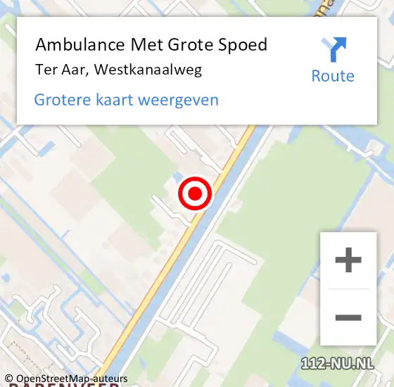 Locatie op kaart van de 112 melding: Ambulance Met Grote Spoed Naar Ter Aar, Westkanaalweg op 28 juni 2014 08:16