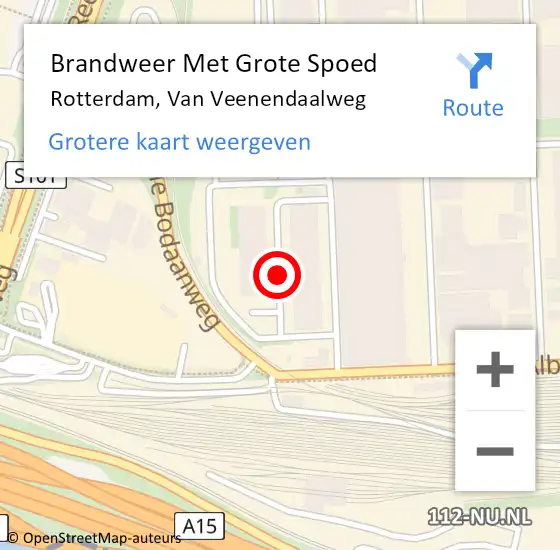 Locatie op kaart van de 112 melding: Brandweer Met Grote Spoed Naar Rotterdam, Van Veenendaalweg op 4 november 2021 13:59