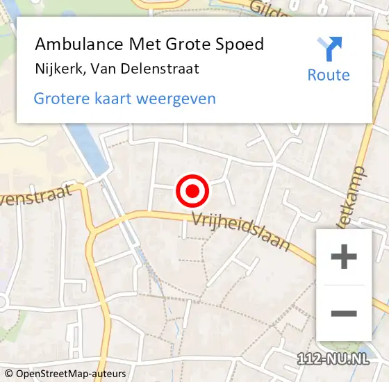 Locatie op kaart van de 112 melding: Ambulance Met Grote Spoed Naar Nijkerk, Van Delenstraat op 4 november 2021 14:02